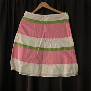 LONDONJEAN Pink, White & Green Striped A-Line Skirt